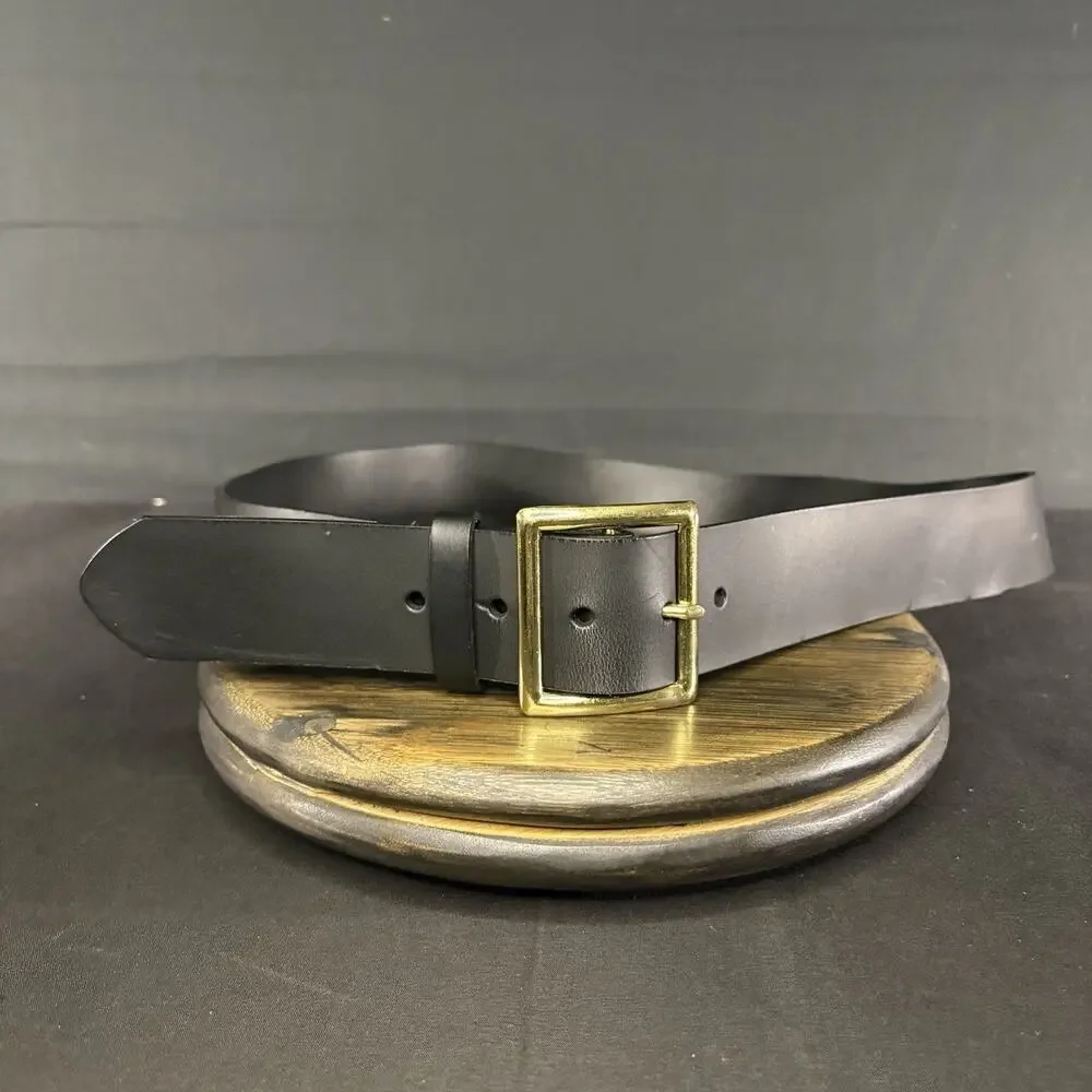 Galls Off Duty Belt Size 42” Plain Black Leather w/ Brass Buckle LP1213 Law Pro